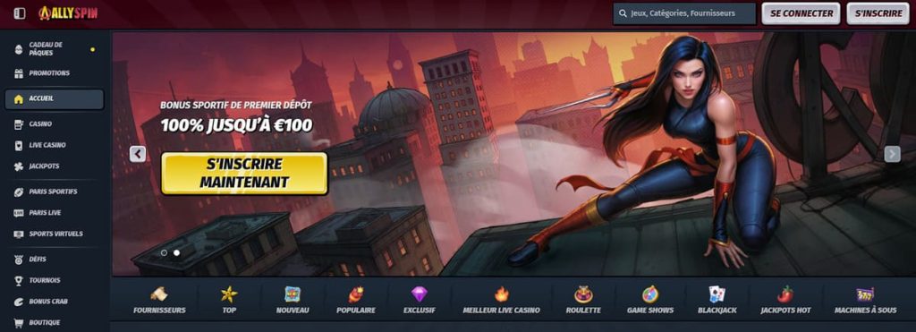 Allyspin Casino accueil