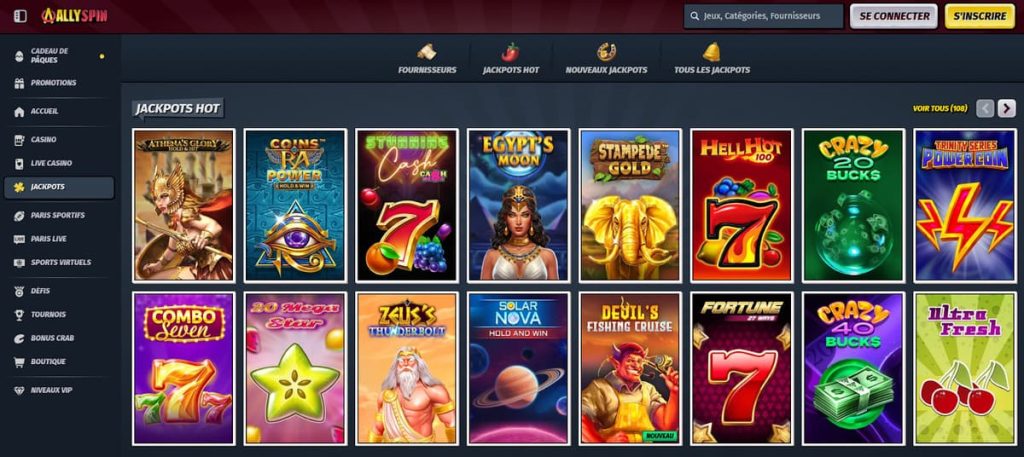 Allyspin Casino jackpots